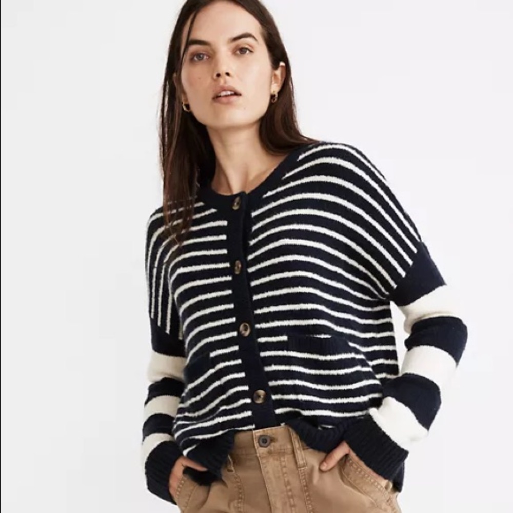 NWOT Madewell Stripe-Play Colburne Cardigan Sweater